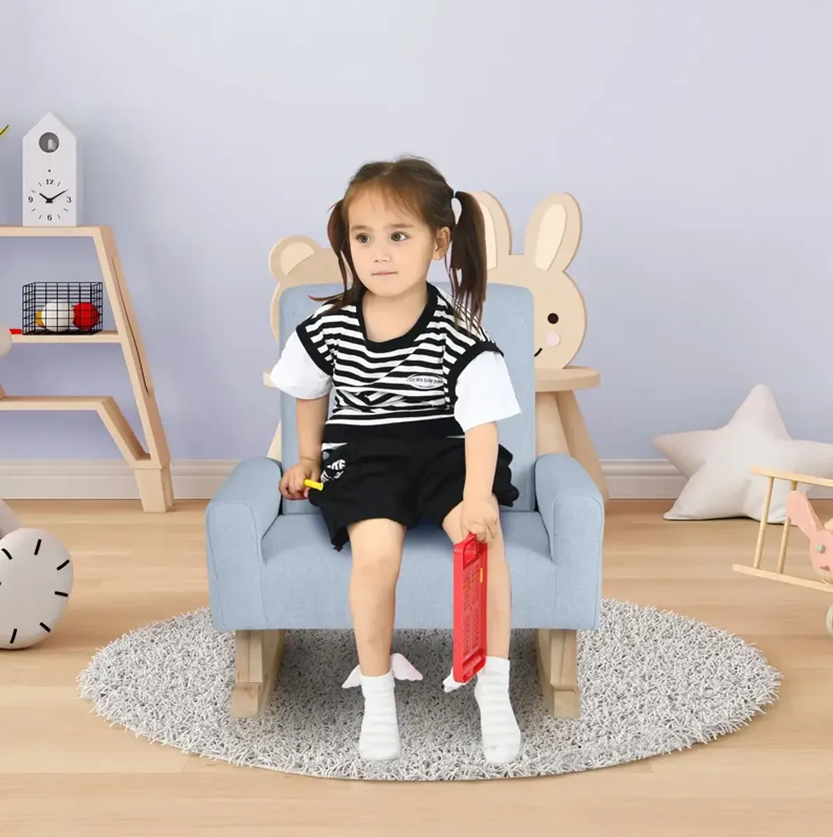 Kids Rocking Chair with Solid Wood Legs