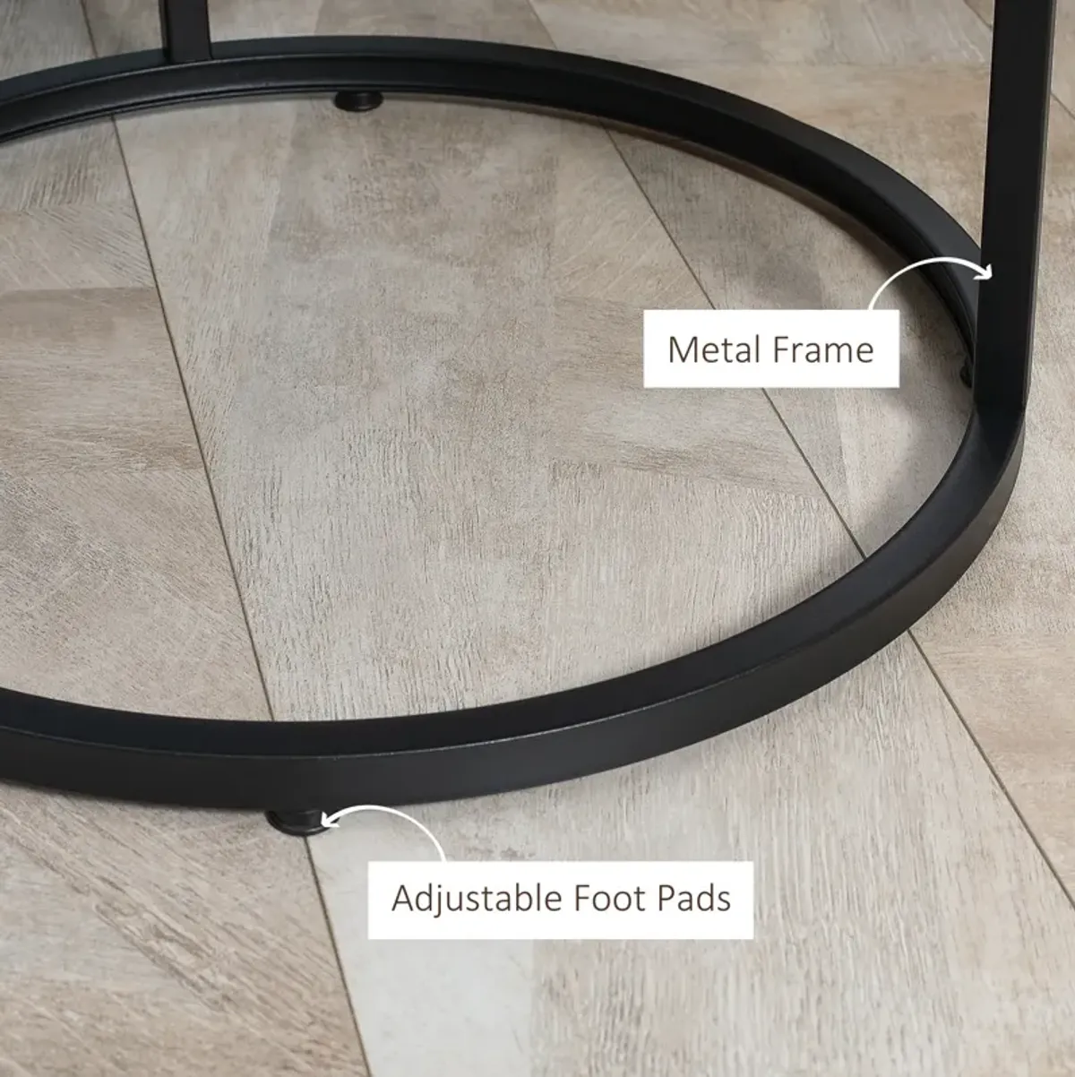 Dark Walnut Nesting Set: Round Coffee Tables with Metal Frame