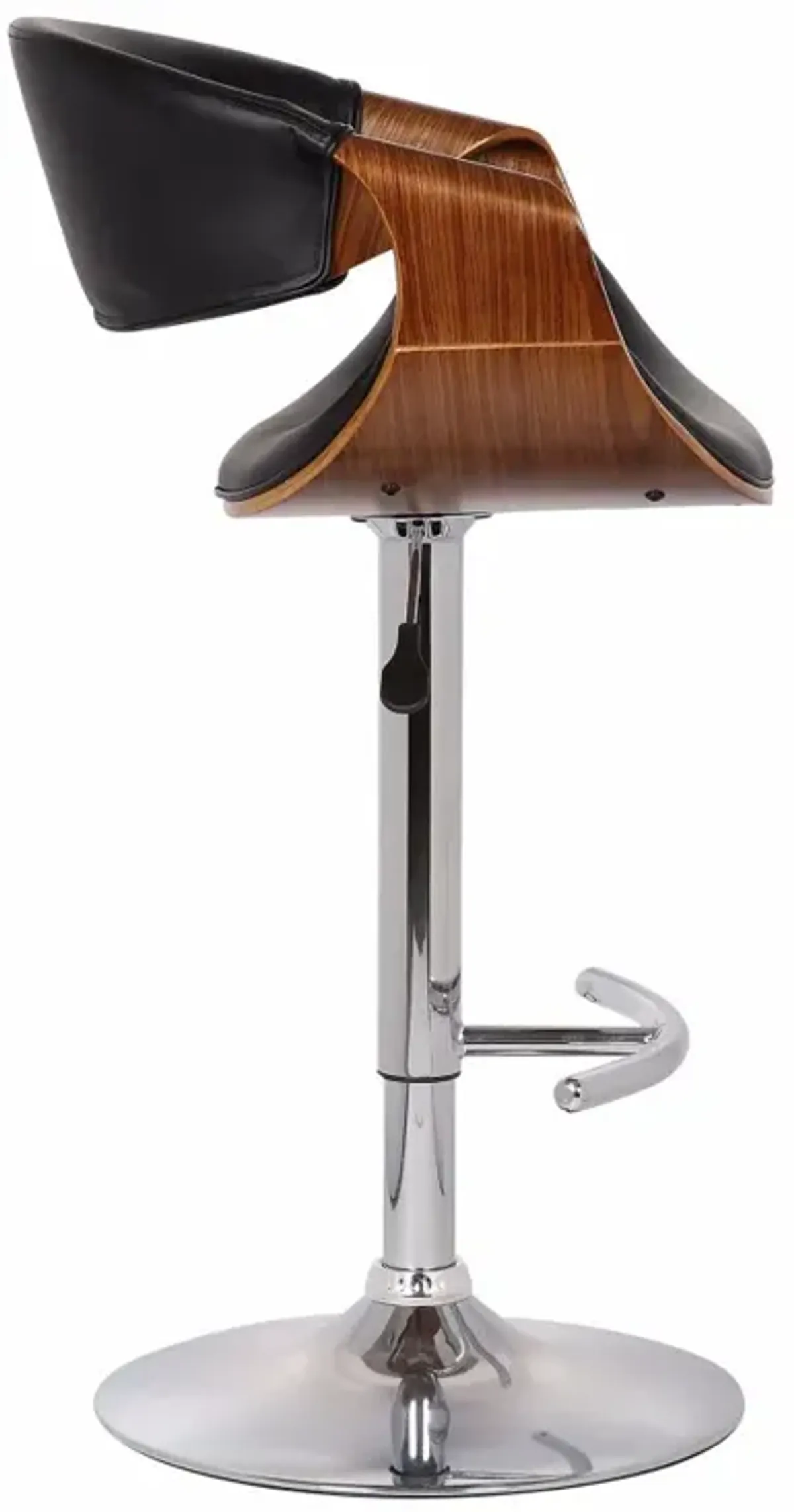 35 Inch Adjustable Swivel Barstool, Chrome Base, Bucket Seat-Benzara