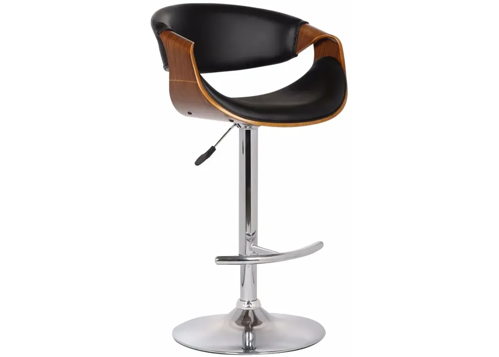 35 Inch Adjustable Swivel Barstool, Chrome Base, Bucket Seat-Benzara