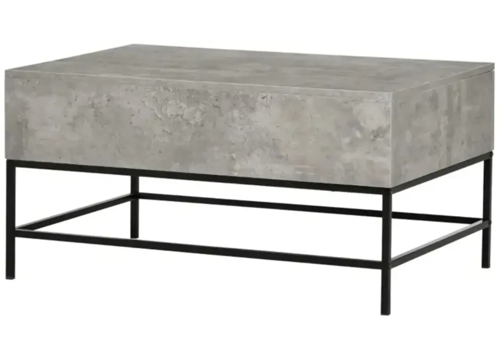 Hivvago Modern Grey Lift Top Coffee Table w/ Hidden Storage Black Metal Legs