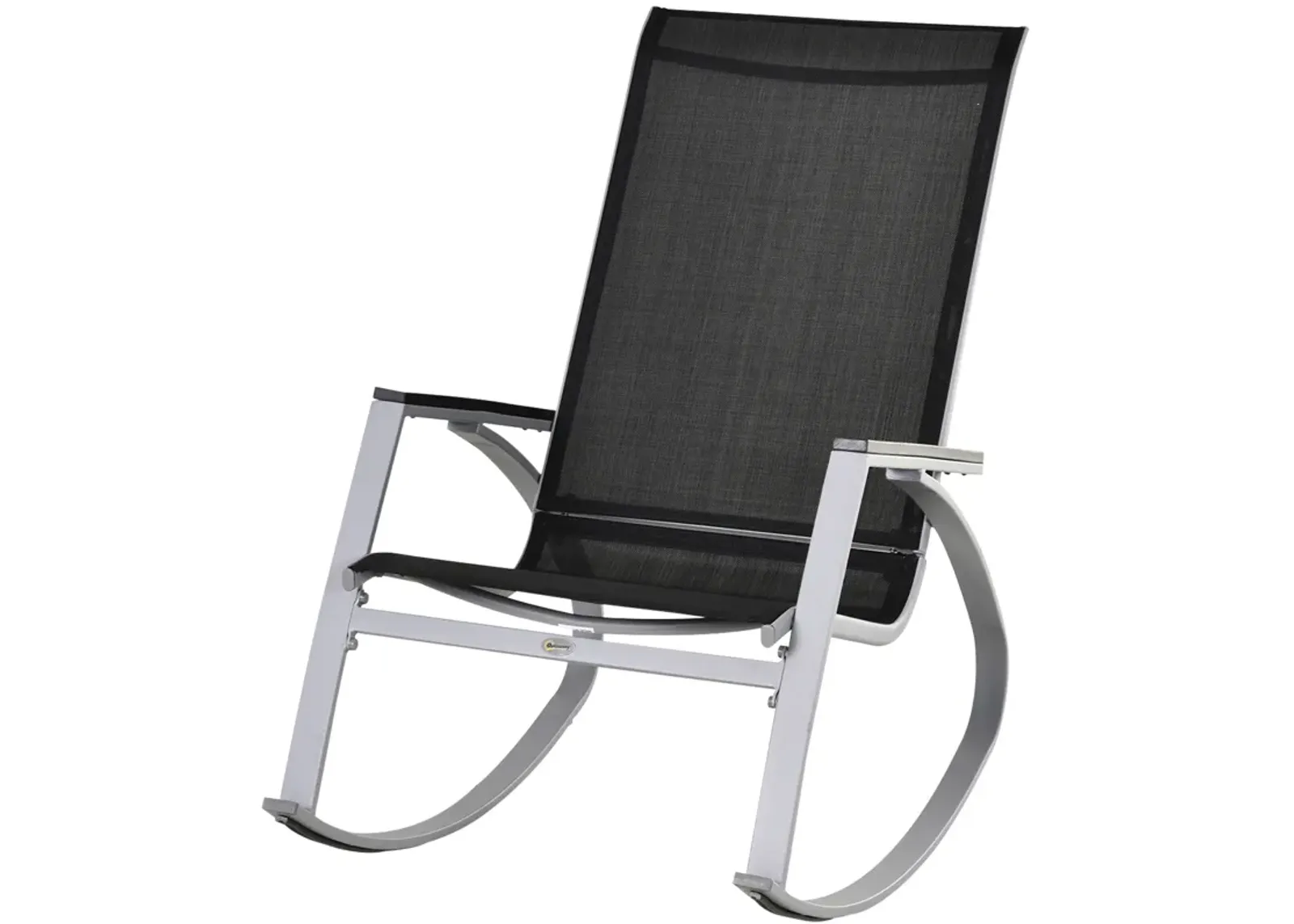 Outsunny Outdoor Modern Front Porch Patio Rocking Sling Chair - Black / Silver