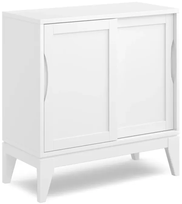 Harper 30 inch Wide Solid Hardwood Mid-Century Modern Low Storage Cabinet in White