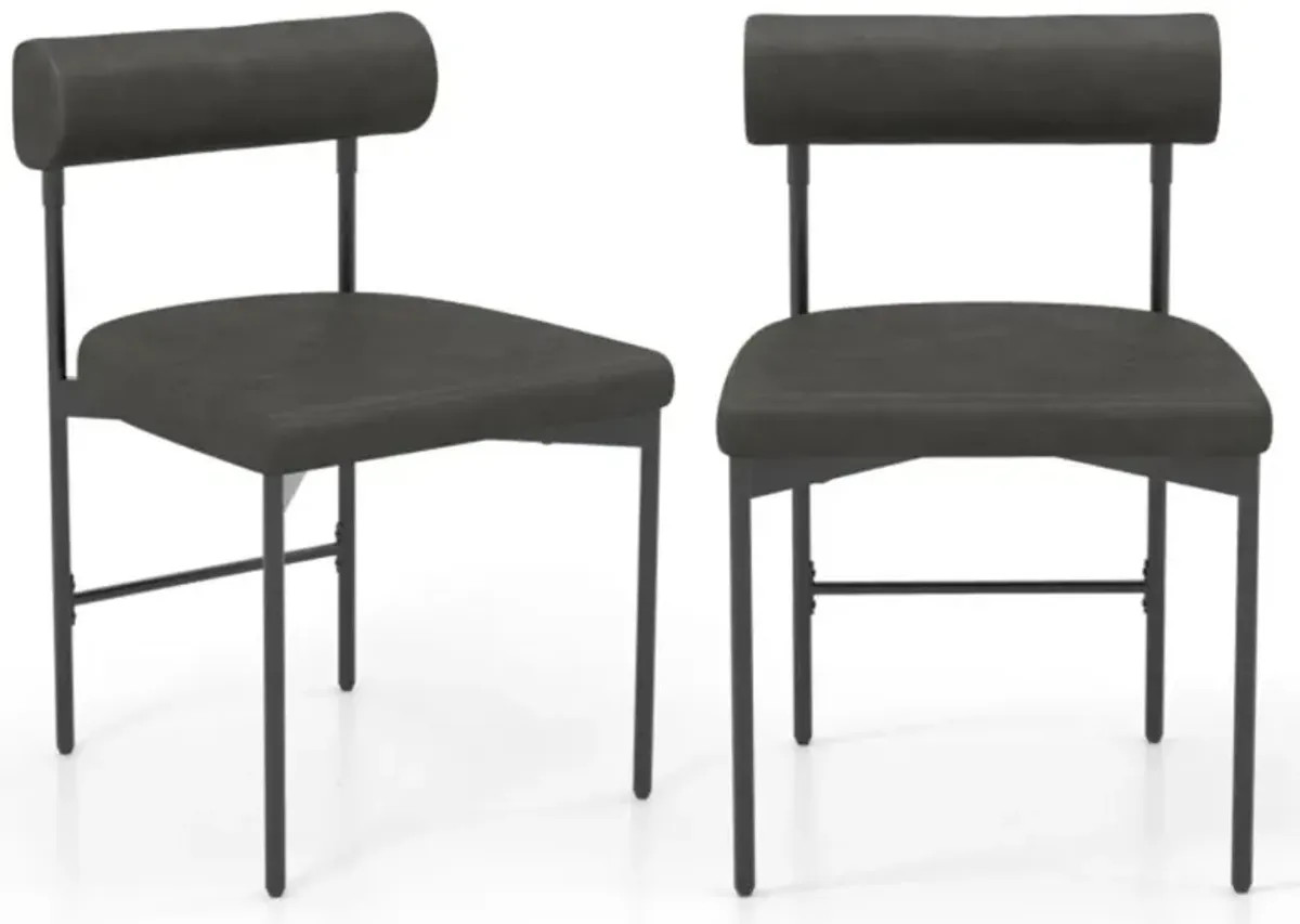 Hivvago Faux Leather Upholstered Kitchen Side Chair Set of 2 with Curved and Padded Backrest