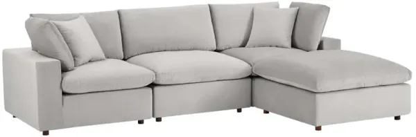 Commix Down Filled Overstuffed Performance Velvet 4-Piece Sectional Sofa