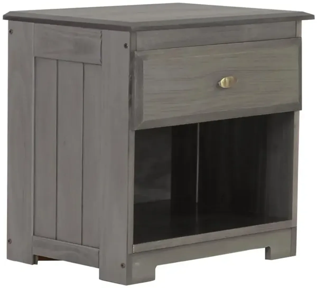 American Furniture Classics Model 83260KD Solid Pine One Drawer Night Stand in Charcoal Gray