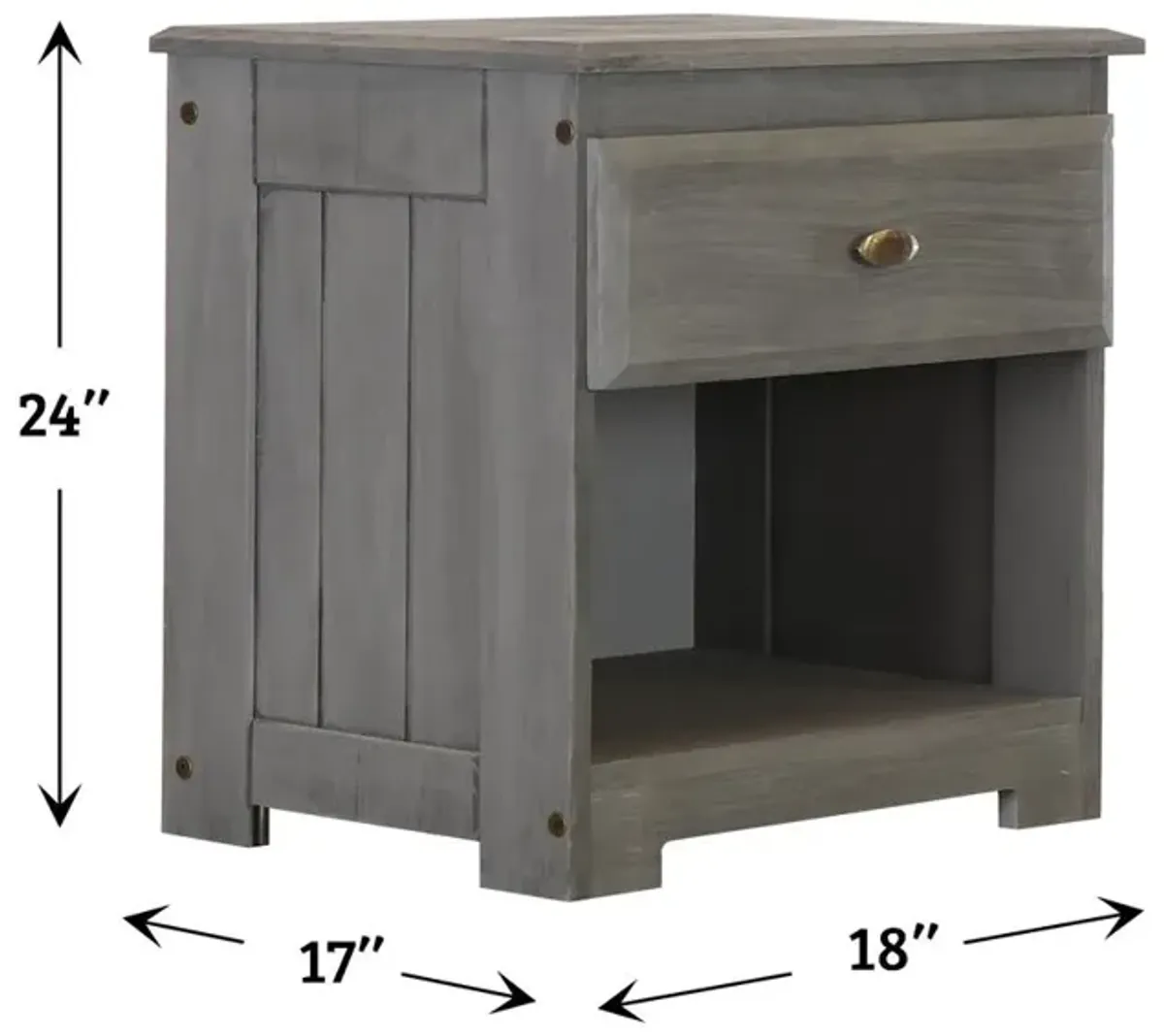 American Furniture Classics Model 83260KD Solid Pine One Drawer Night Stand in Charcoal Gray