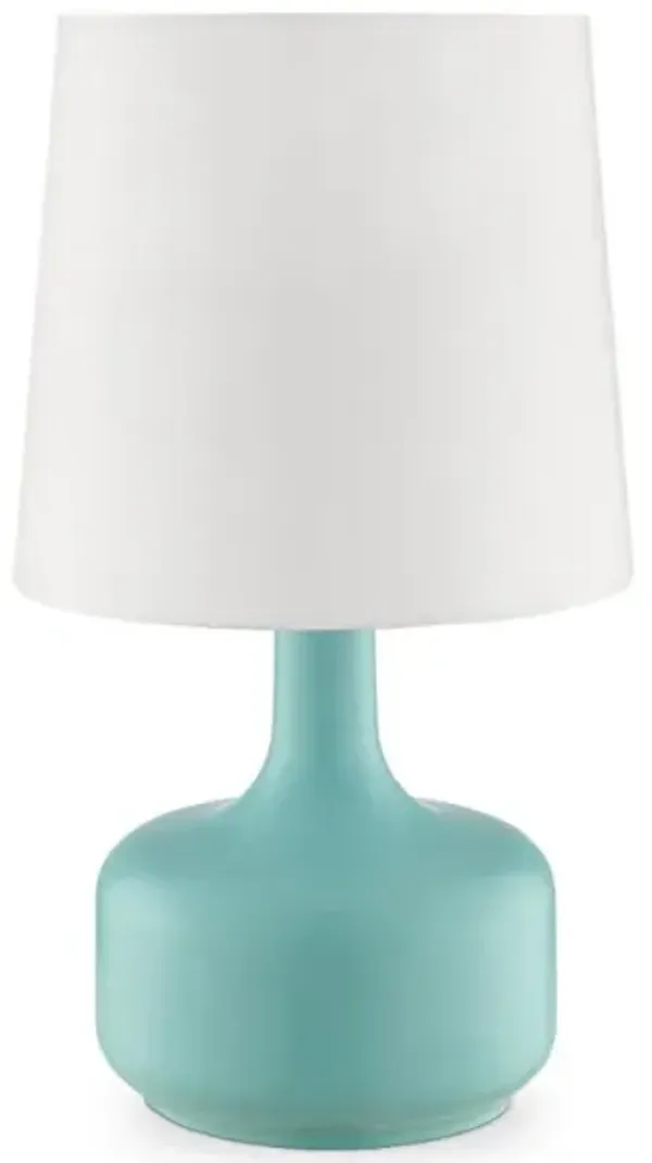 Hivvago 17" Blue Metal Bedside Table Lamp With White Shade