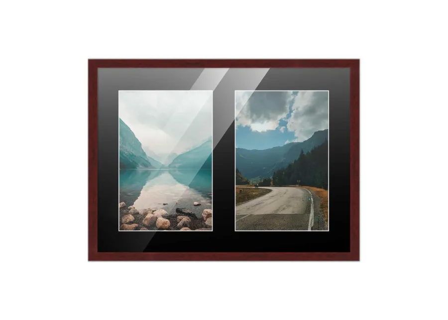 11x14 Wood Collage Frame with Black Mat for 2 5x7 Pictures