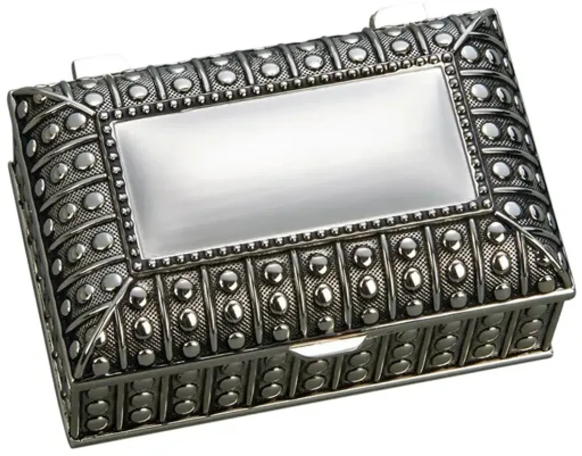 2.25" Silverplated Rectangular Box with Beaded Antique Design