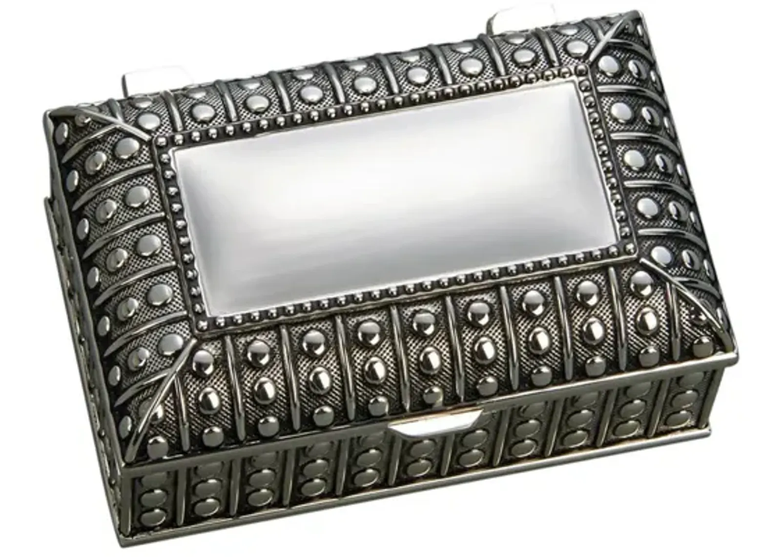 2.25" Silverplated Rectangular Box with Beaded Antique Design