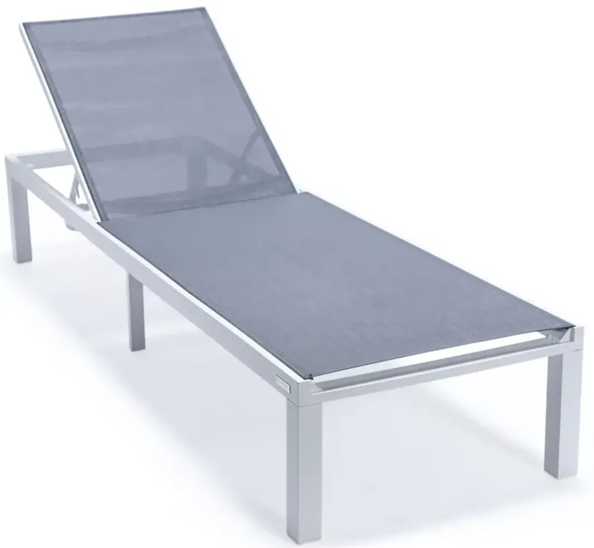 LeisureMod Marlin Patio Chaise Lounge Chair With White Aluminum Frame