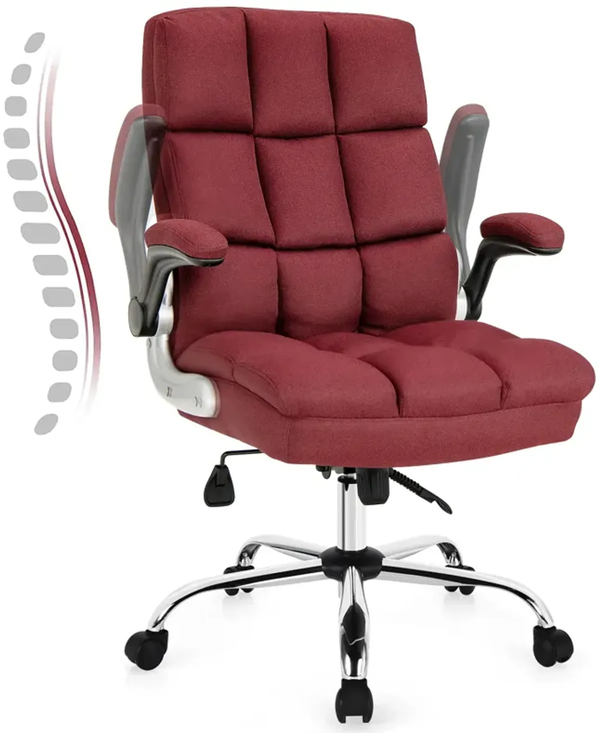 Adjustable Swivel Office Chair with High Back and Flip-up Arm for Home and Office