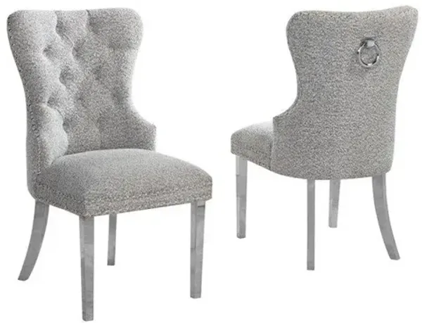 Rich Gray Boucle Fabric And Silver Base Side Chairs (Set Of 2)