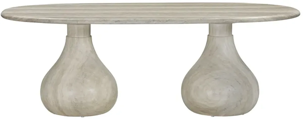 Smooch Faux Travertine Indoor / Outdoor Pedestal Dining Table