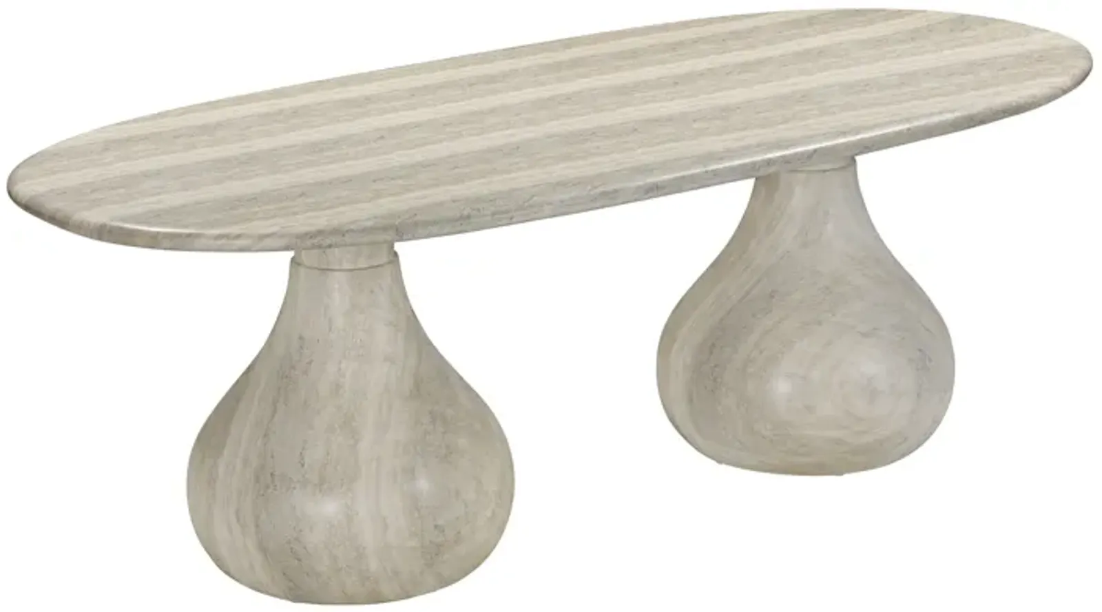 Smooch Faux Travertine Indoor / Outdoor Pedestal Dining Table