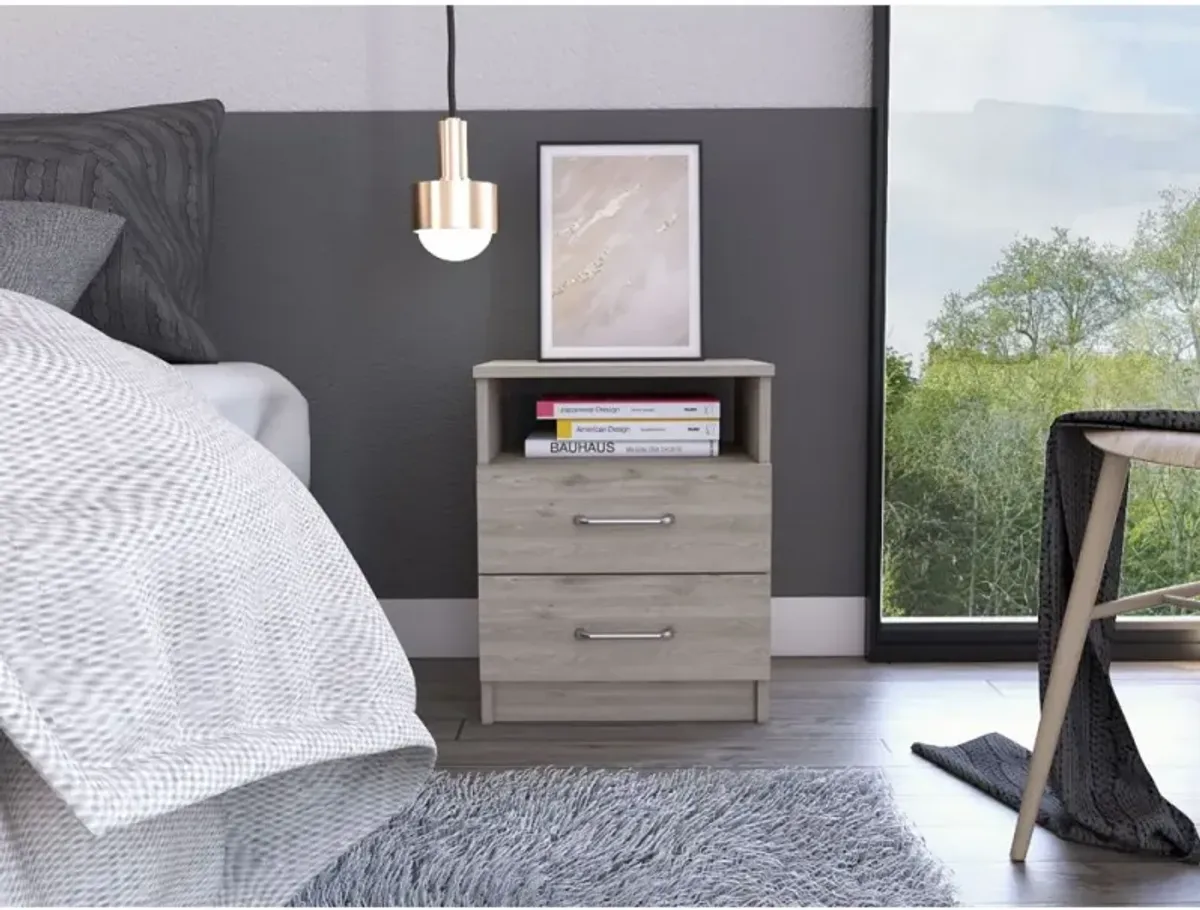 Brookline 2-Drawer 1-Shelf Rectangle Nightstand Light Grey