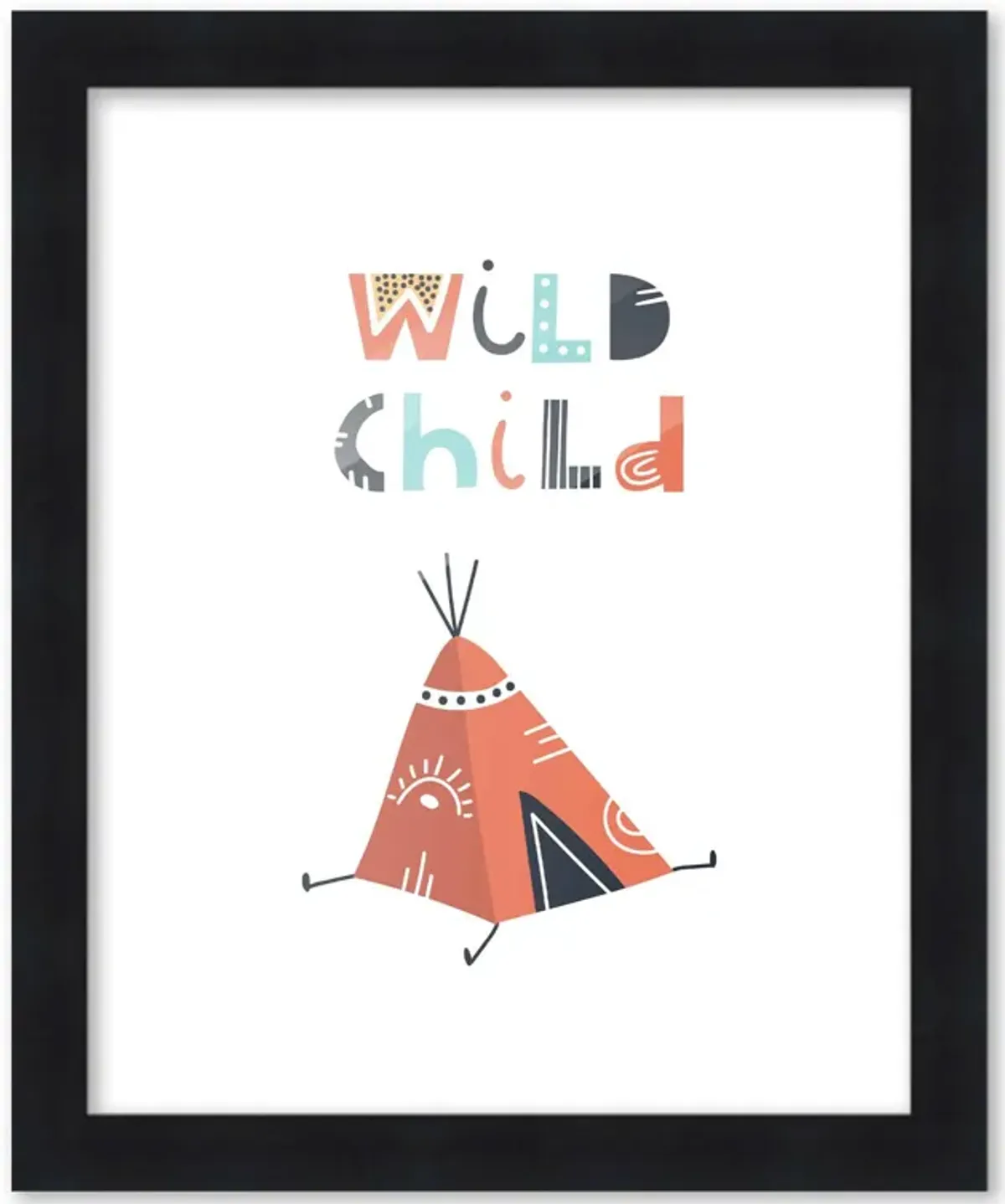 8x10 Framed Nursery Wall Little Explorer Wild Child Poster in Black Wood Frame For Kid Bedroom or Playroom