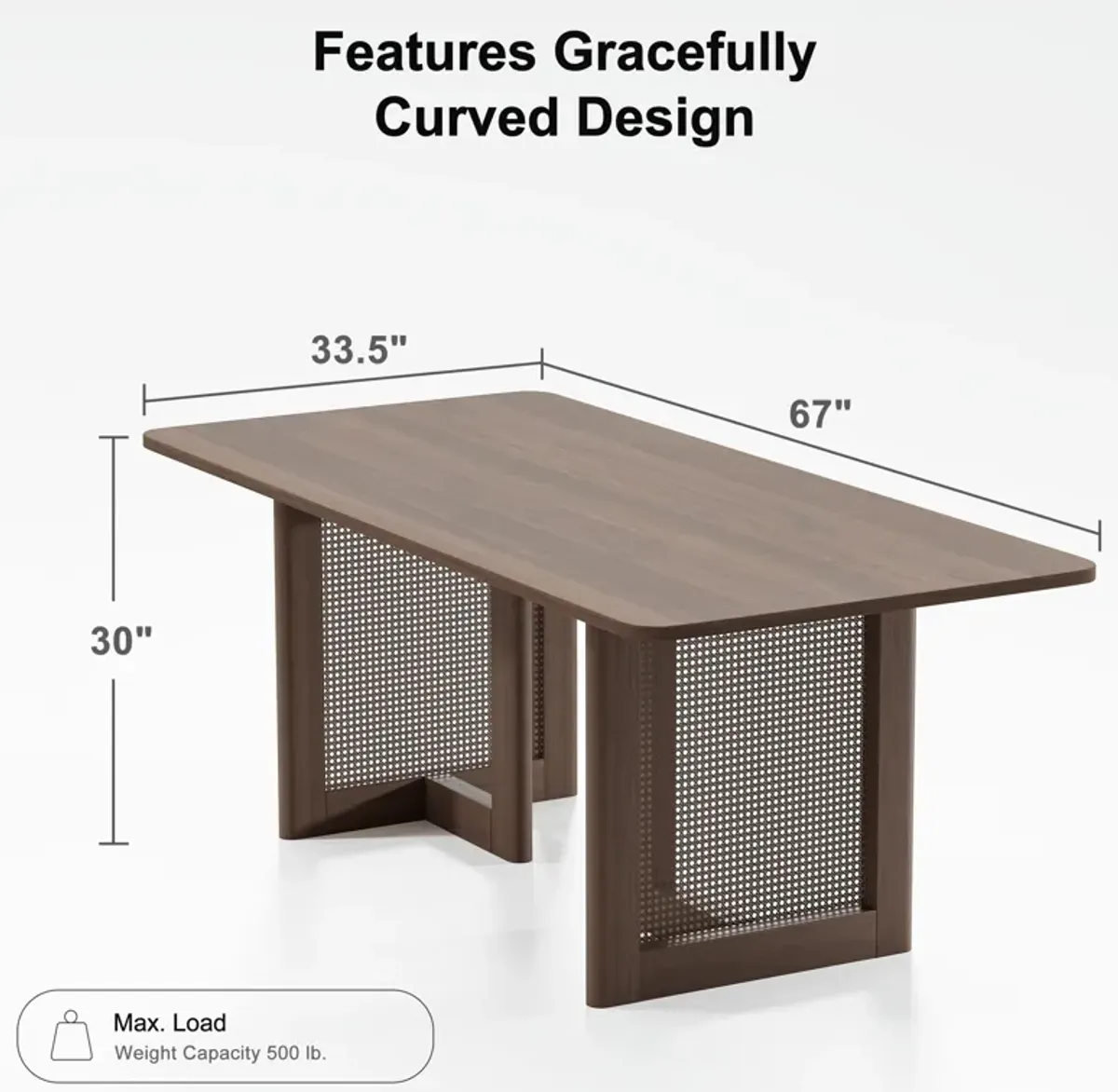 67 Cinna Walnut Oak Wood Rectangle Dining Table (Seats 6)