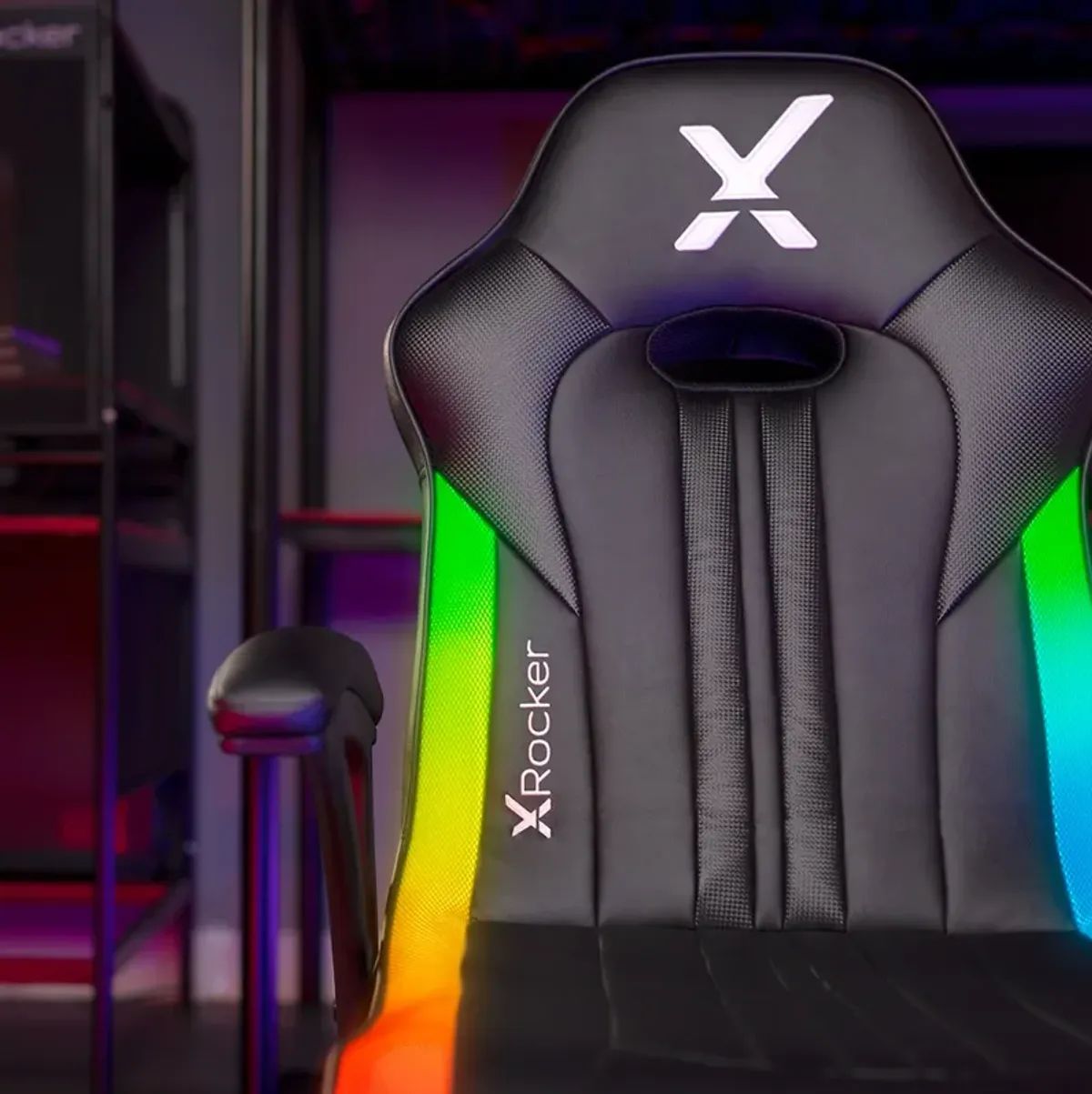 Torque RGB Bluetooth Wireless Audio Pedestal Gaming Chair with Subwoofer and Vibration, Neo Motion, Black/RGB