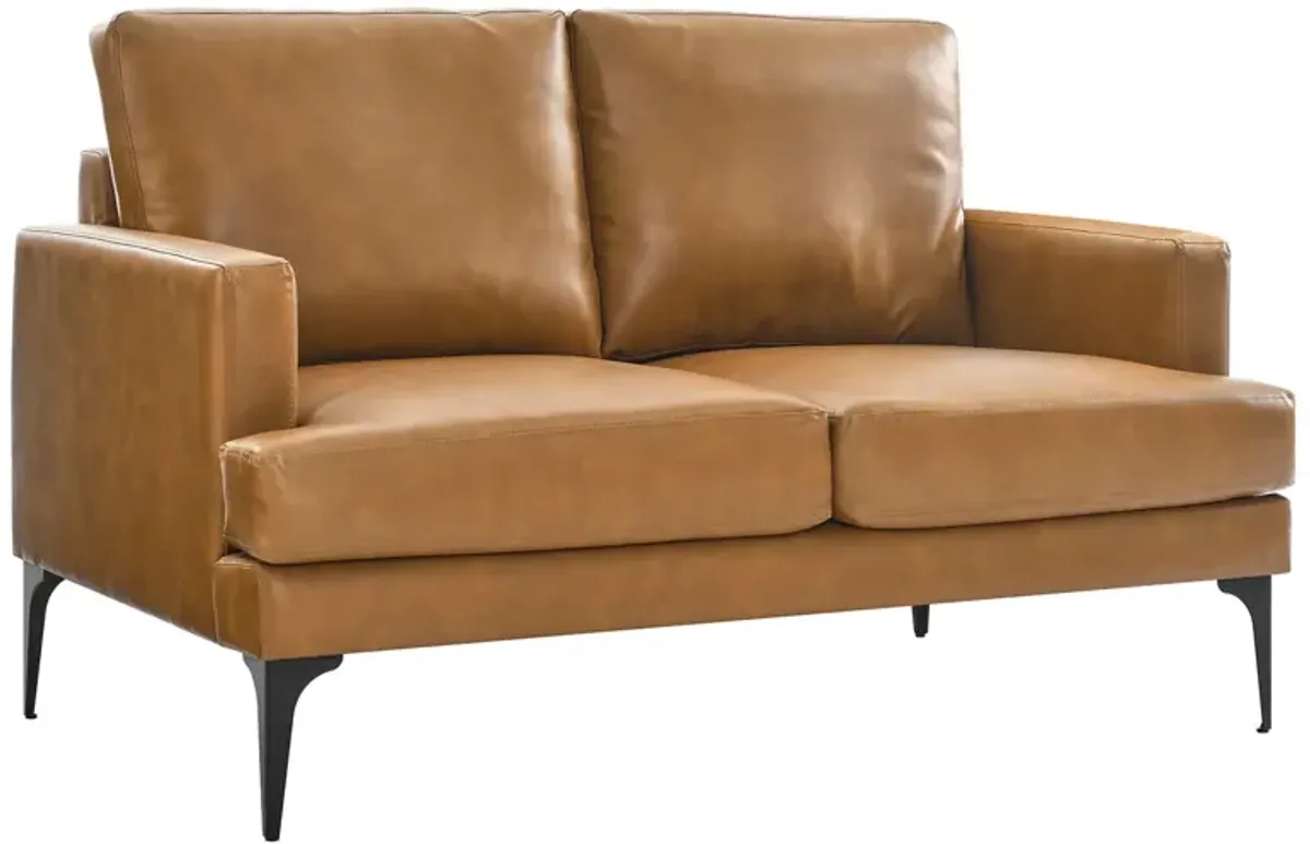 Evermore Vegan Leather Loveseat Tan EEI-6048-TAN