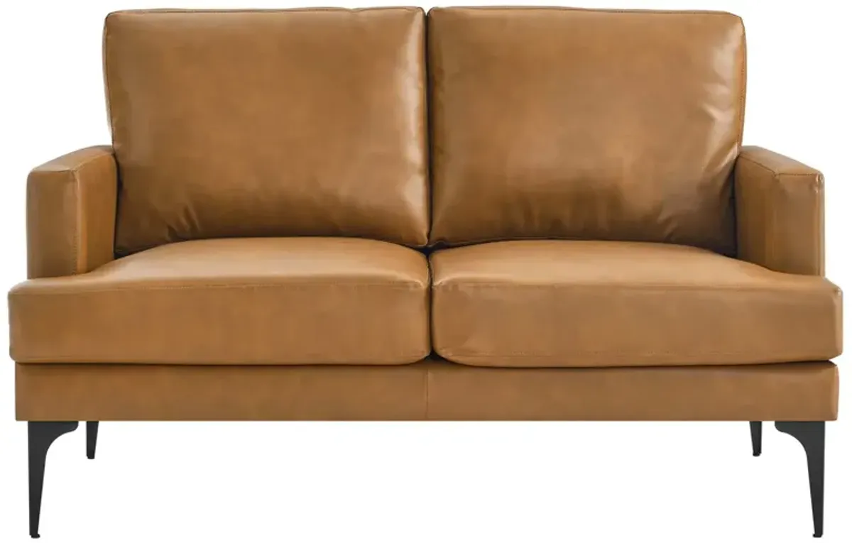 Evermore Vegan Leather Loveseat Tan EEI-6048-TAN