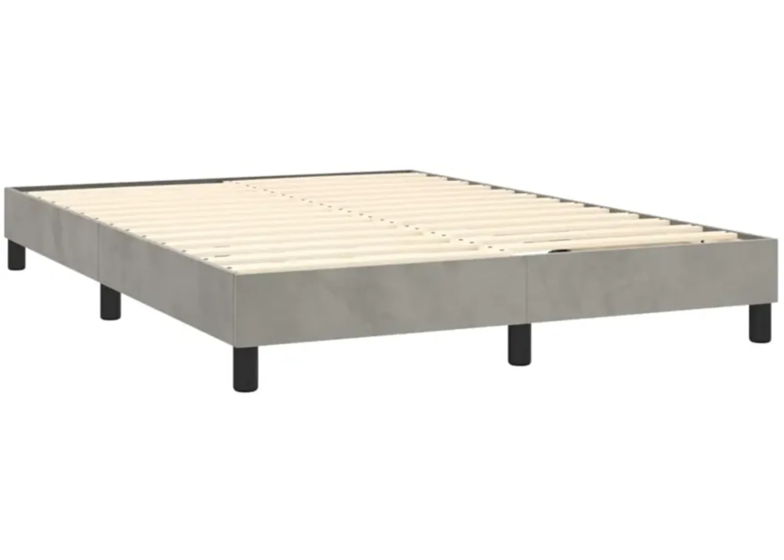 vidaXL Modern Velvet Box Spring Bed Frame, Full Size, Light Gray - Sturdy Plywood and Engineered Wood Construction for Restful Sleep