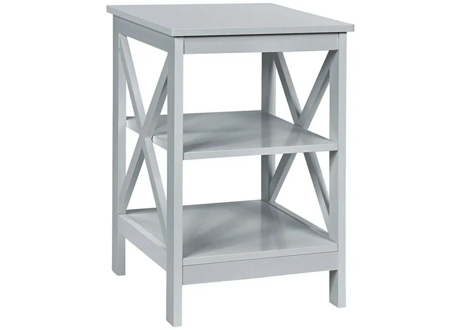 3-Tier Nightstand End Table with X Design Storage