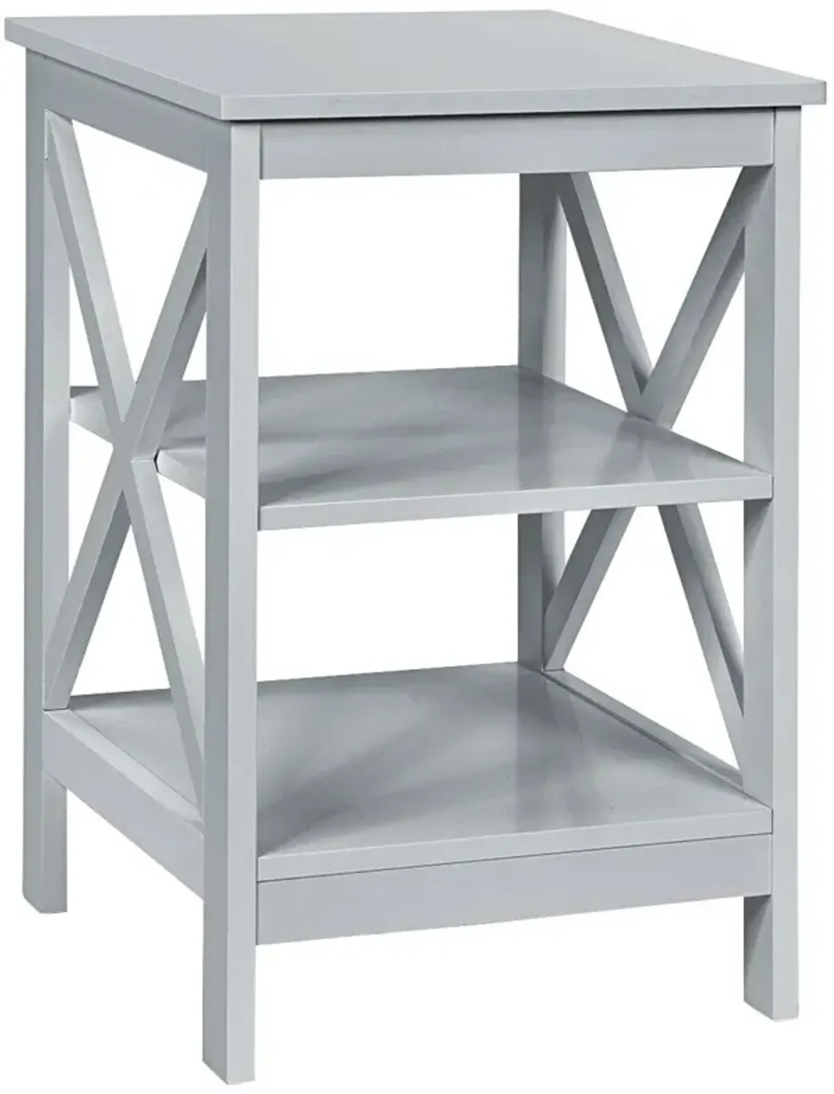 3-Tier Nightstand End Table with X Design Storage