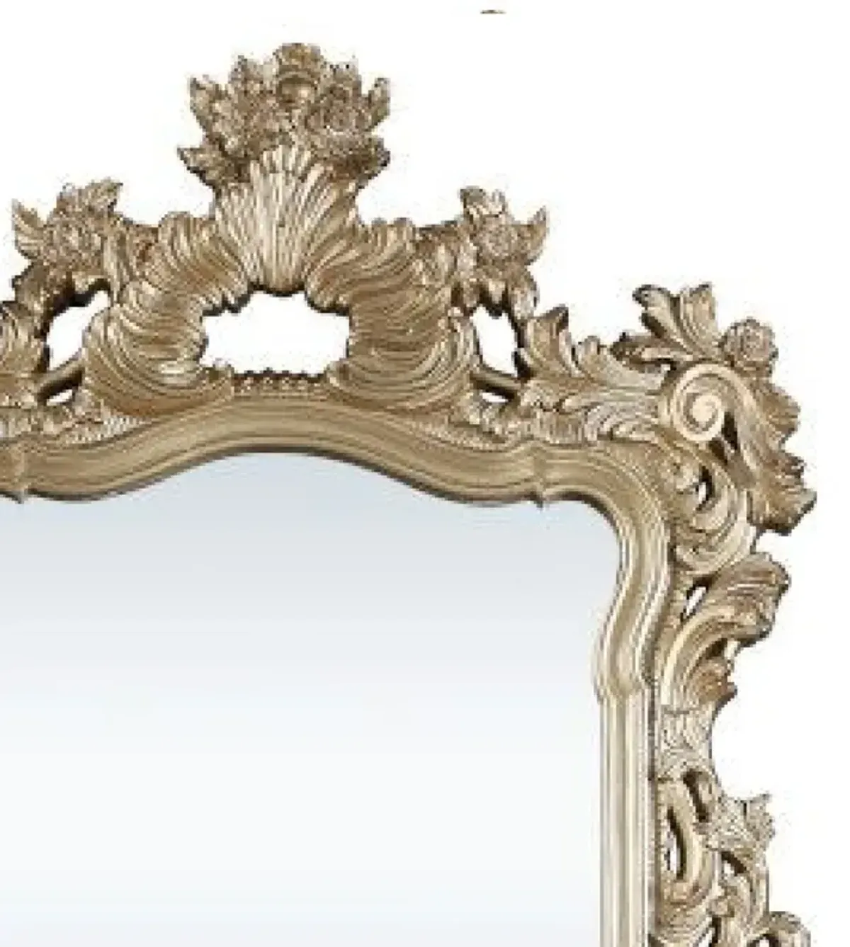 56 Inch Wall Mirror, Ornate Carving, Champagne Gold-Benzara