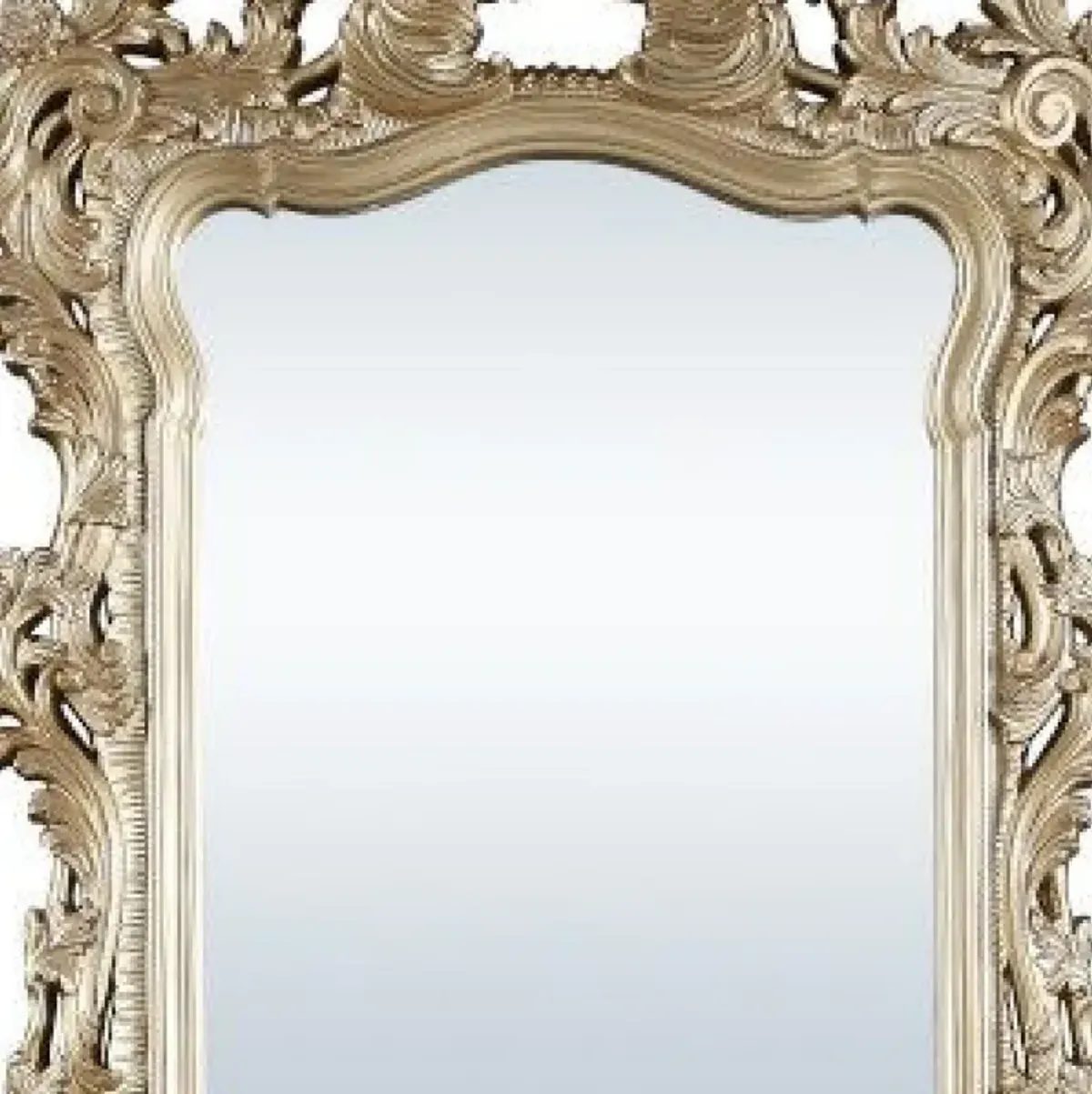 56 Inch Wall Mirror, Ornate Carving, Champagne Gold-Benzara