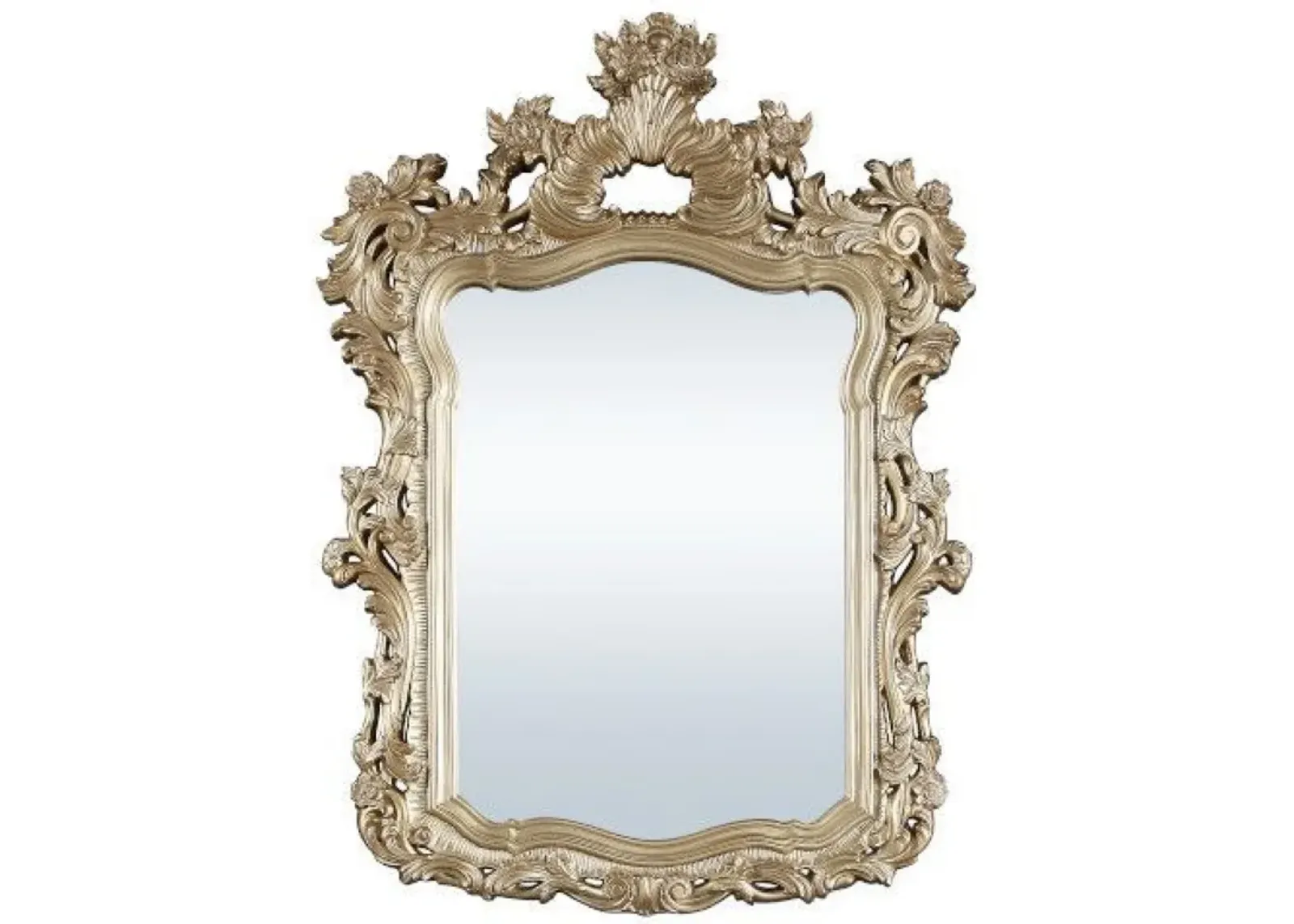 56 Inch Wall Mirror, Ornate Carving, Champagne Gold-Benzara