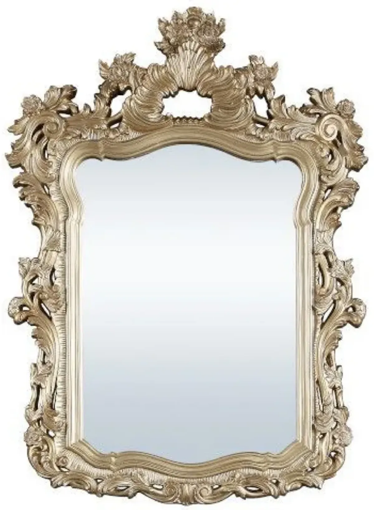 56 Inch Wall Mirror, Ornate Carving, Champagne Gold-Benzara