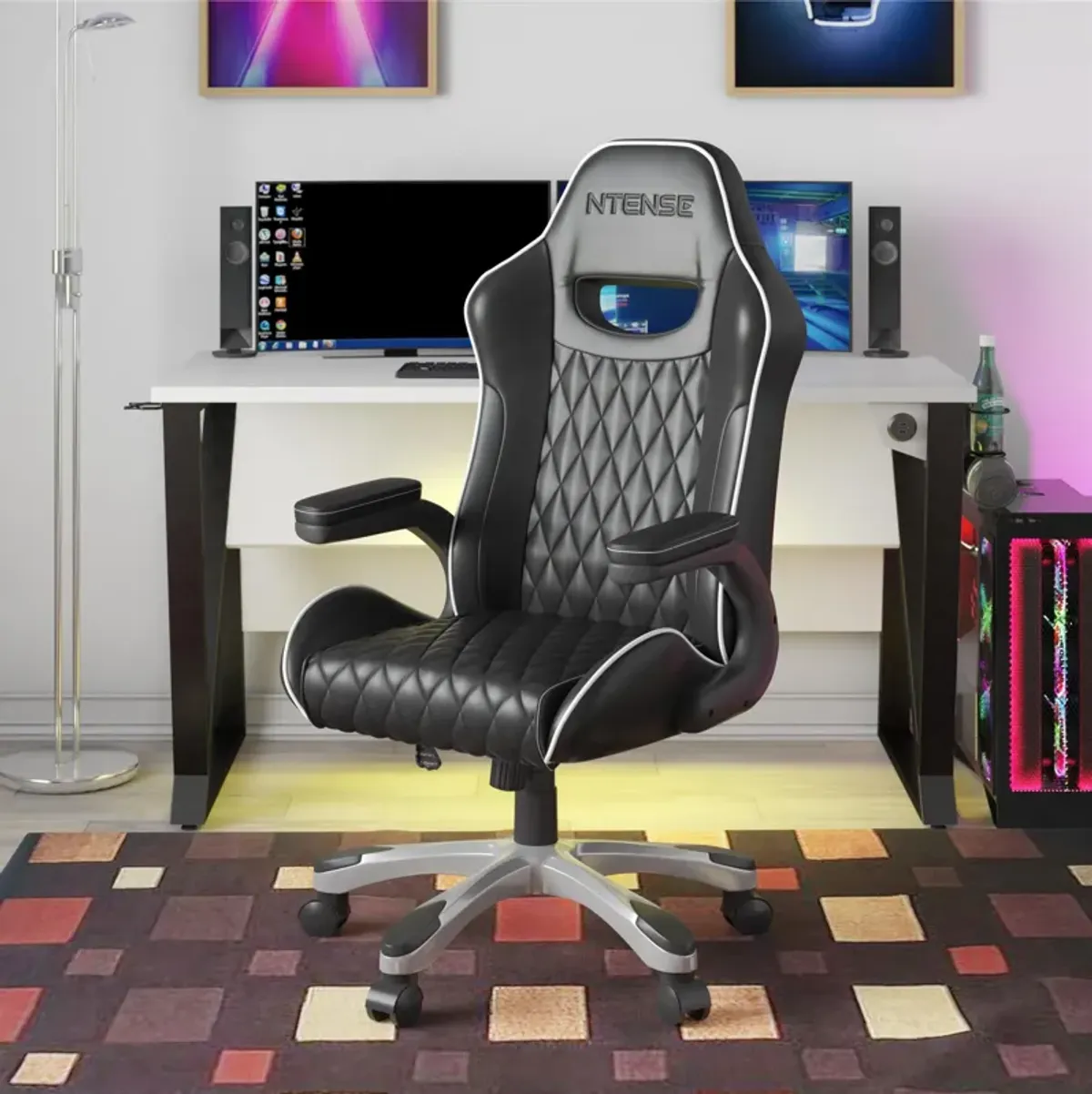 Galaxy Gaming and Office Chair, Black Faux Leather