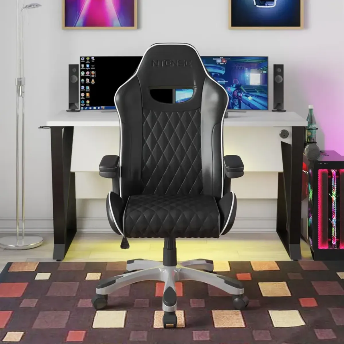 Galaxy Gaming and Office Chair, Black Faux Leather