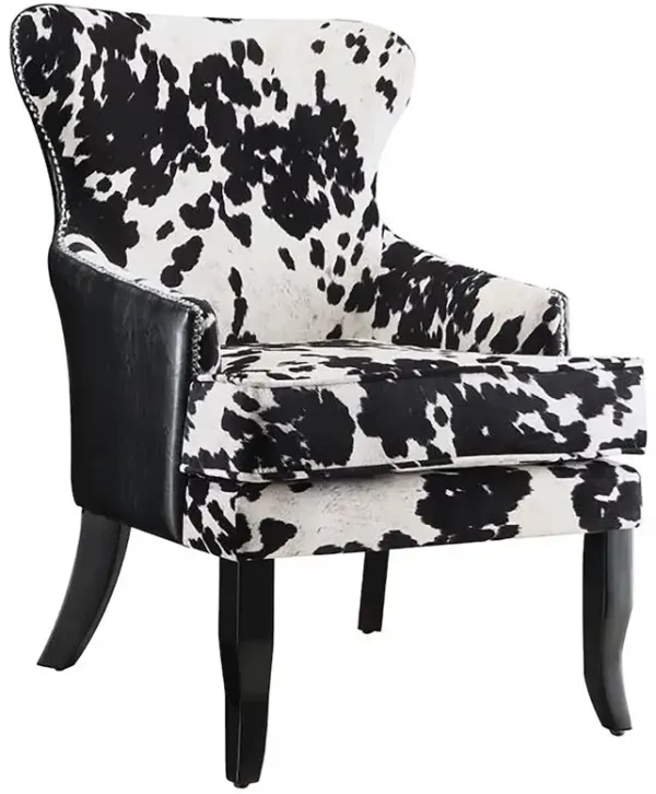 Trea Cowhide Print Upholstered Accent Chair Black and White