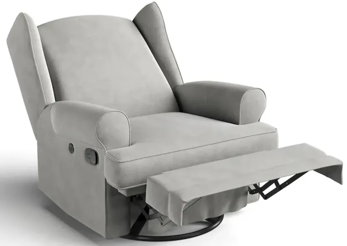 Storkcraft Serenity Wingback Upholstered Recliner Glider - Steel