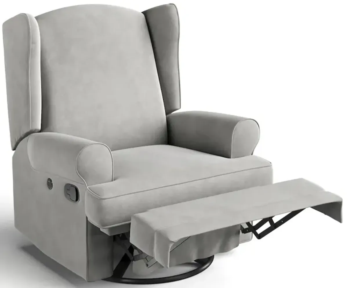 Storkcraft Serenity Wingback Upholstered Recliner Glider - Steel