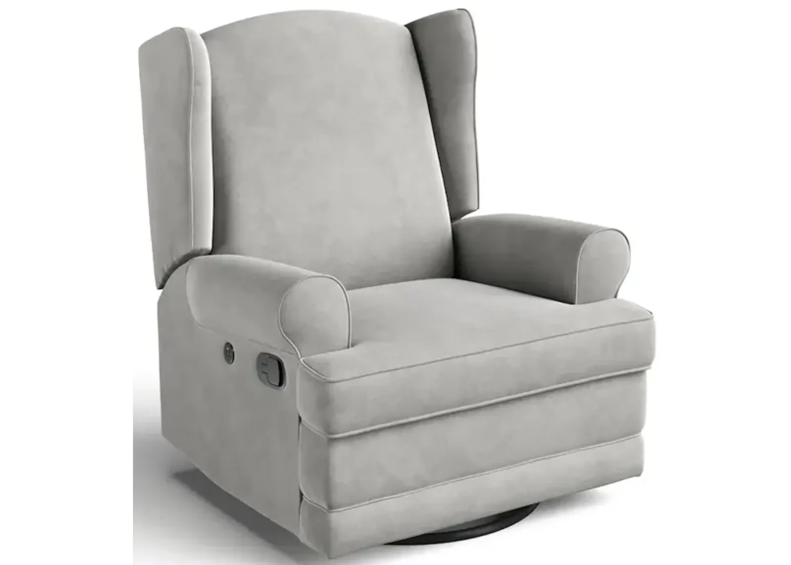 Storkcraft Serenity Wingback Upholstered Recliner Glider - Steel