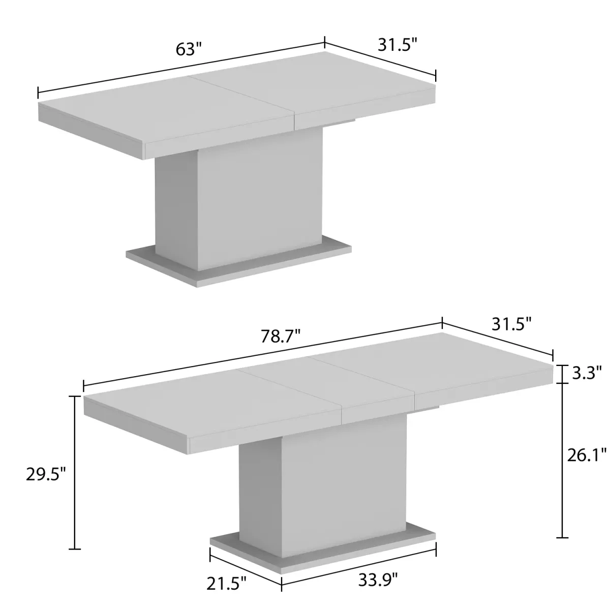 63- 78.7 in. Adjustable Width, Rectangle Wooden Grain Top & Black Bottom, Home Office Desk, Computer Desk, Writing Desk