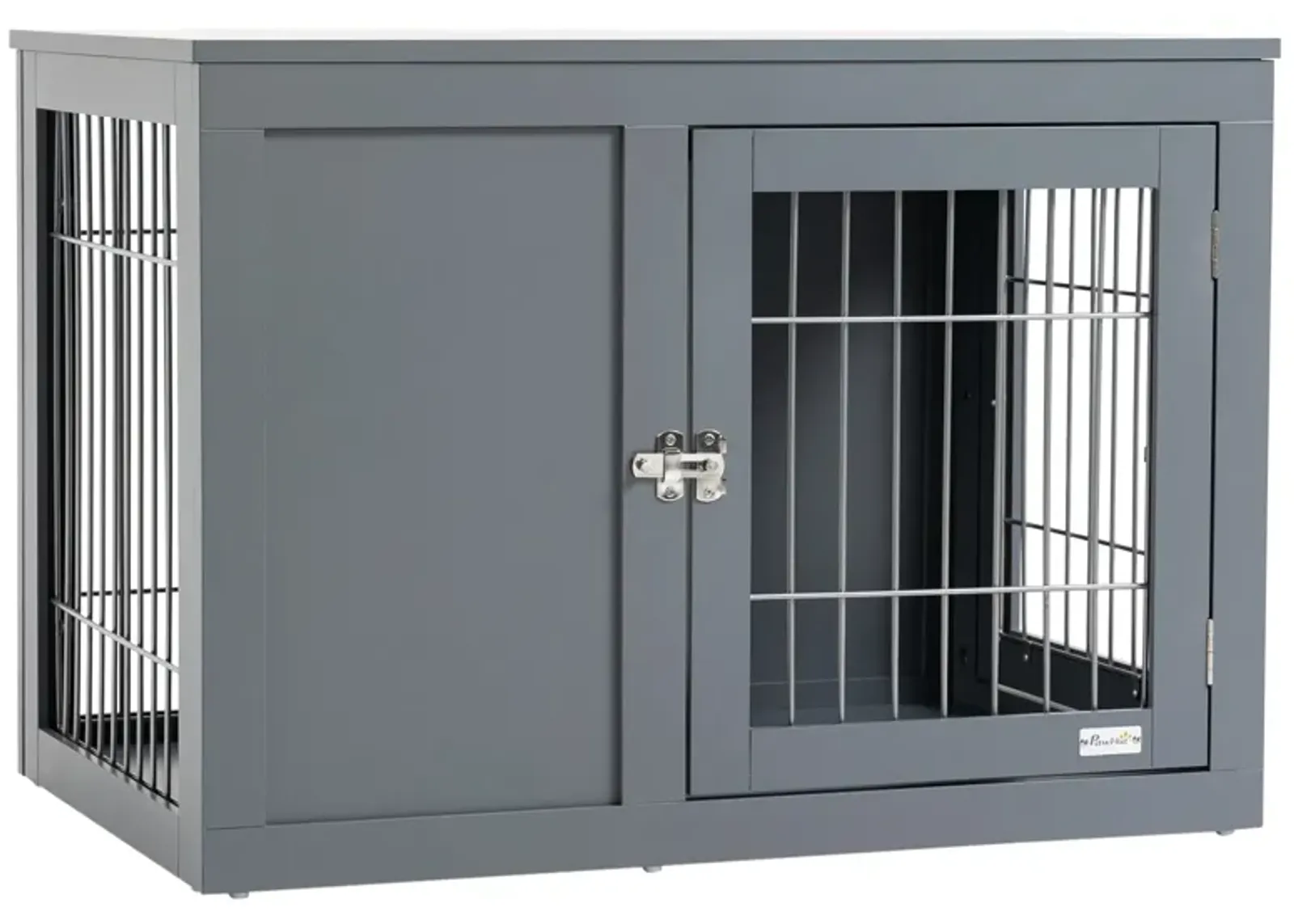 Gray Pet End Table: 33" Indoor Dog Cage with Double Doors