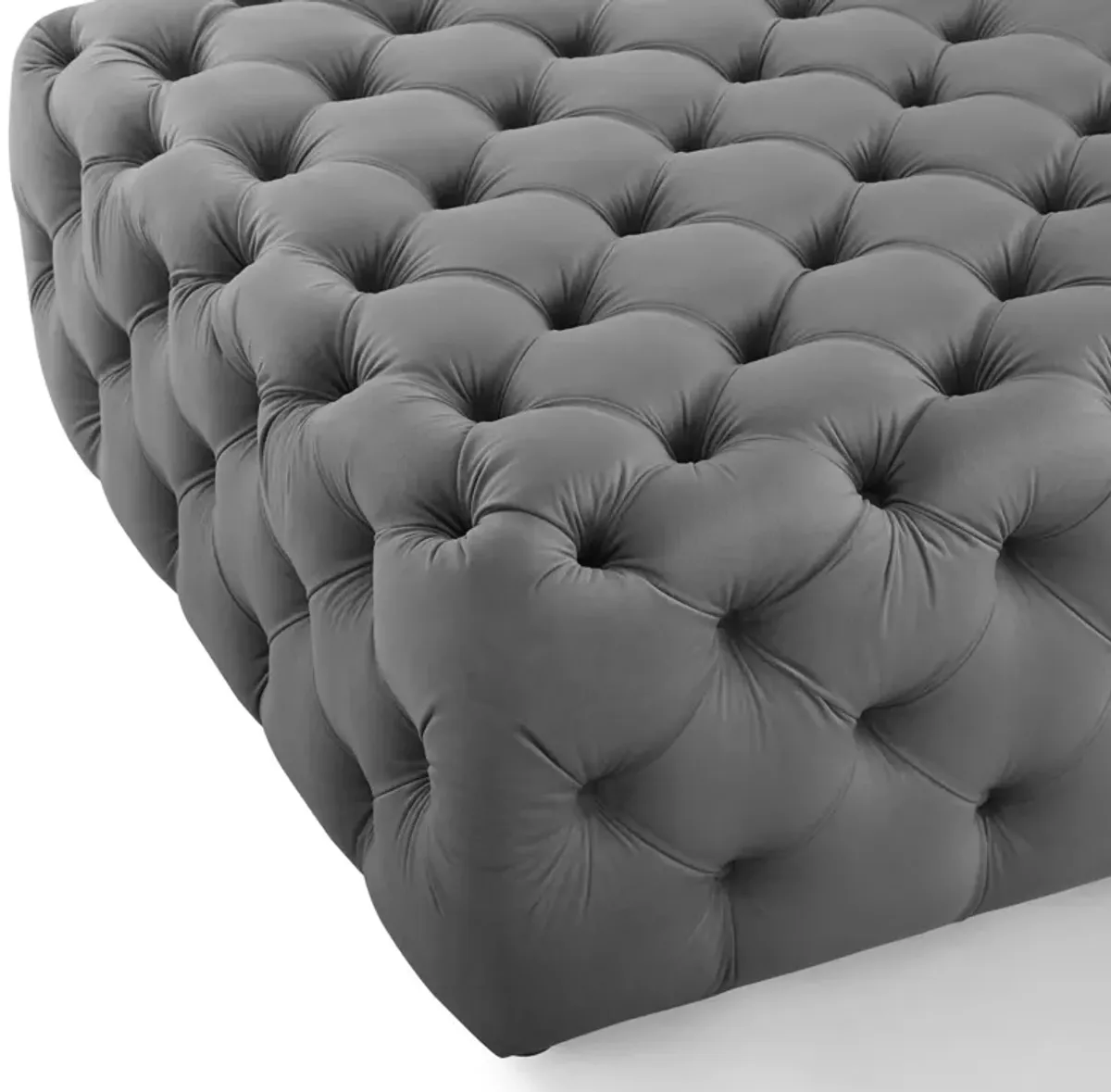 Amour Tufted Button Large Square Faux Leather Ottoman