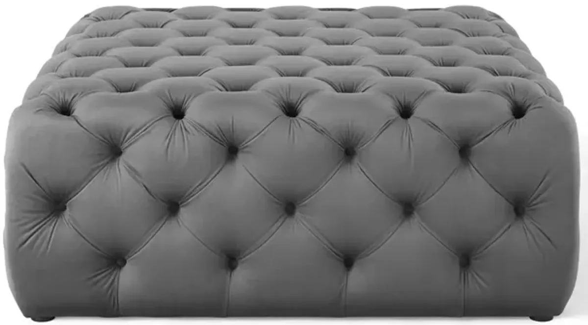 Amour Tufted Button Large Square Faux Leather Ottoman