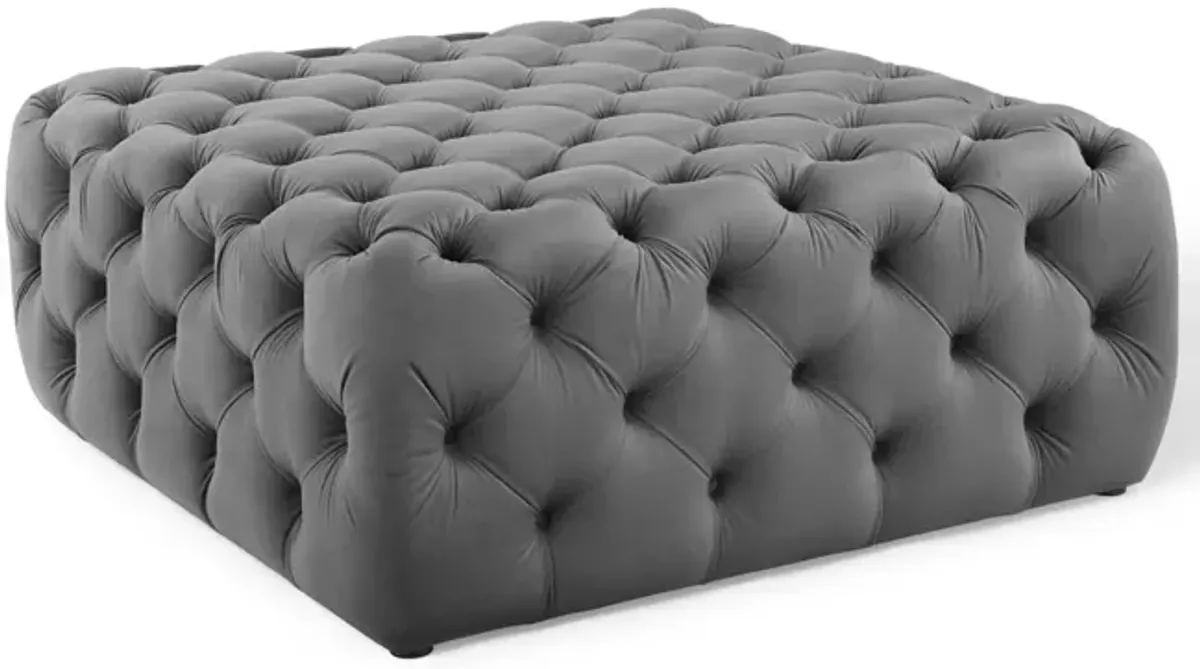 Amour Tufted Button Large Square Faux Leather Ottoman