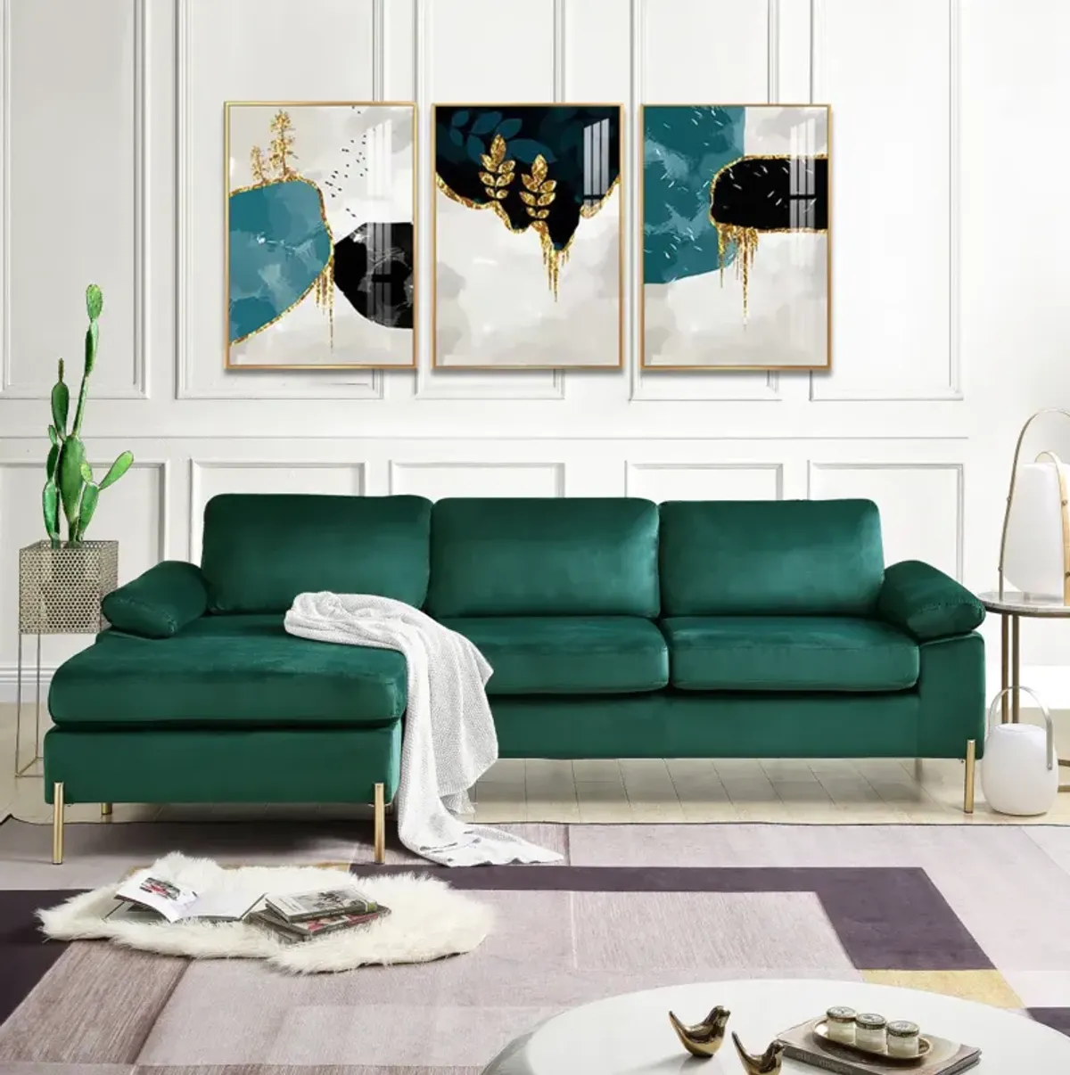 Shannon Velvet Sectional Sofa With Chaise