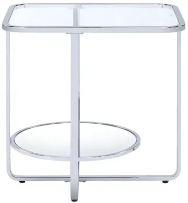 Hivvago 24" Chrome And Clear Glass Rectangular End Table