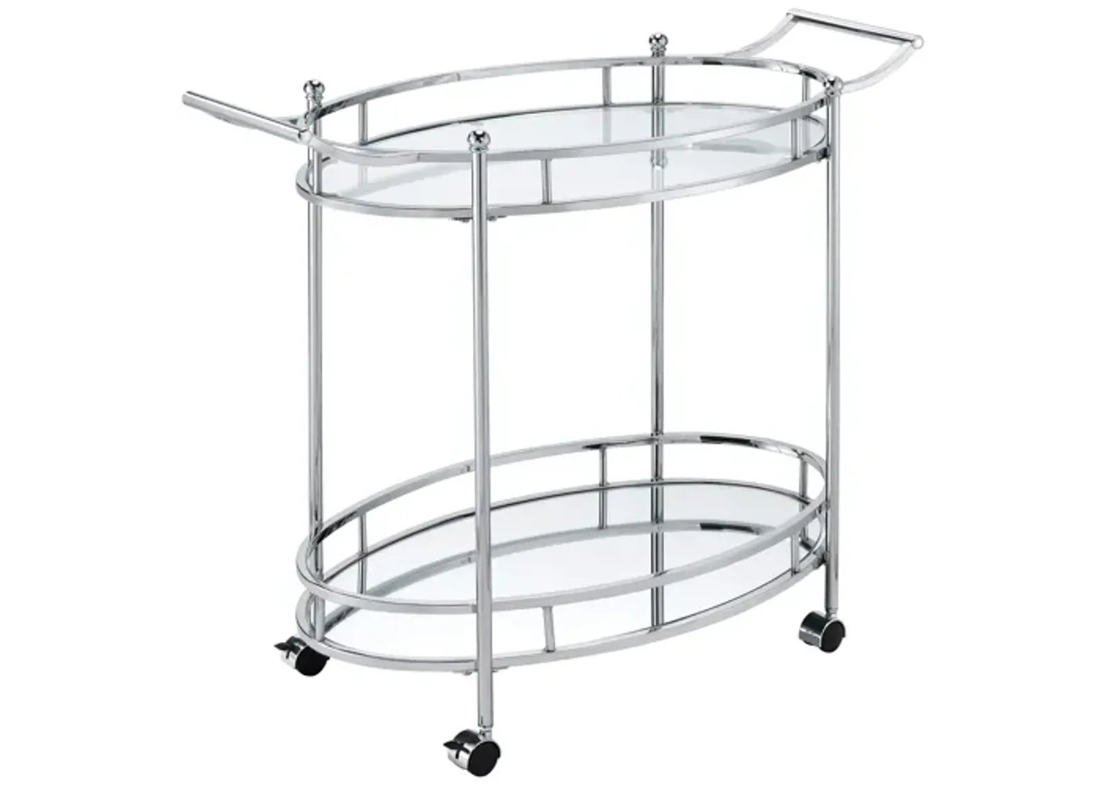 Jinx Serving Cart, Clear Glass & Chrome Finish