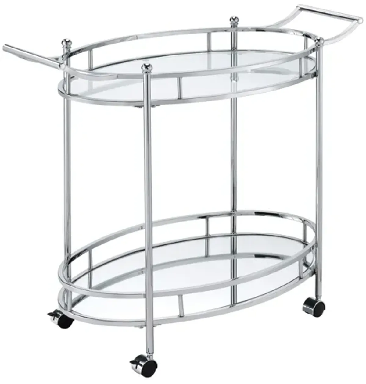 Jinx Serving Cart, Clear Glass & Chrome Finish