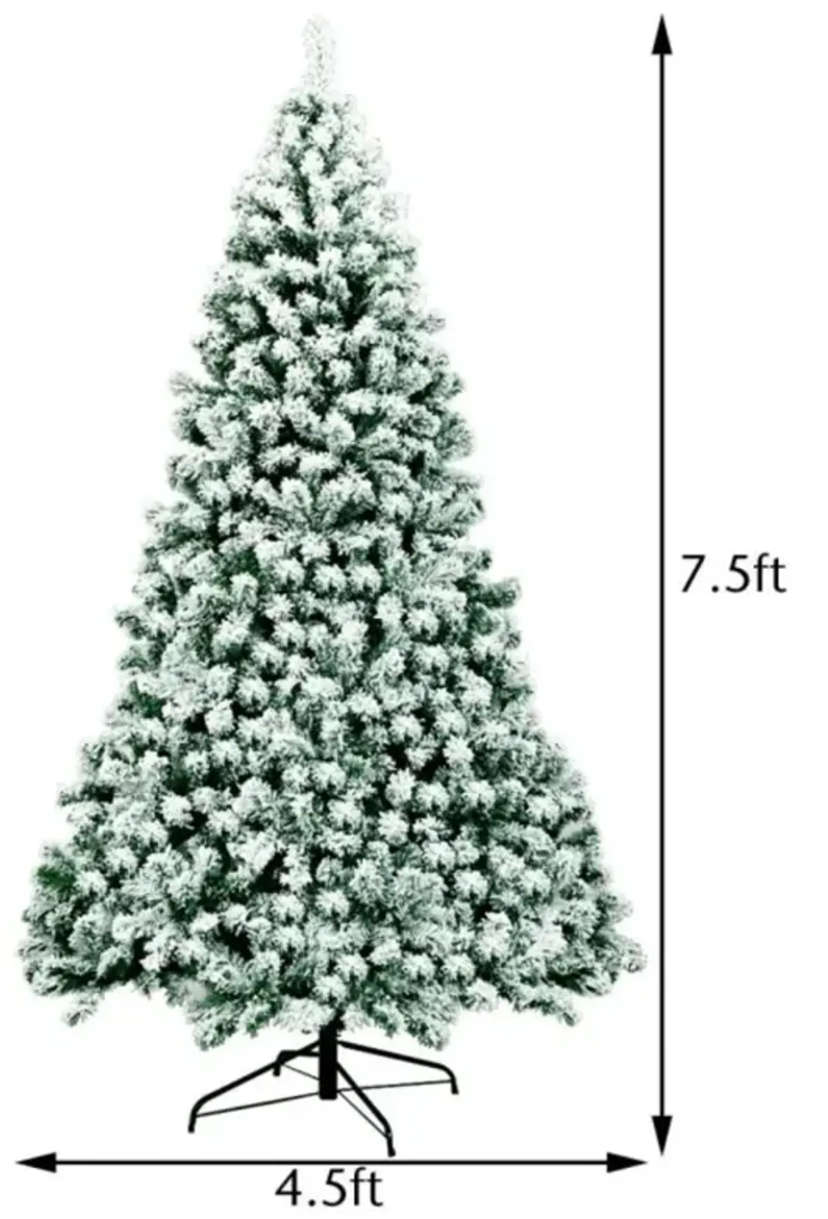 Hivvago 7.5 Feet Pre-Lit Premium Snow Flocked Hinged Artificial Christmas Tree with 550 Lights