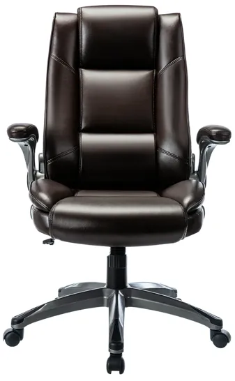 Ergonomic High Back Office Desk Chair, Bonded Leather Ergonomic Home Office Chair With Flip-Up Arms